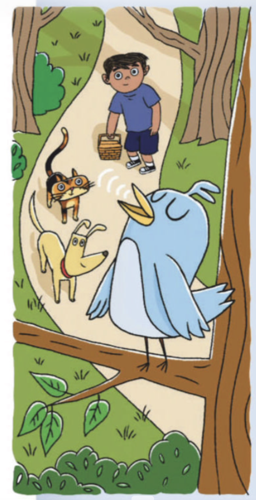 Animals listening to bird singing